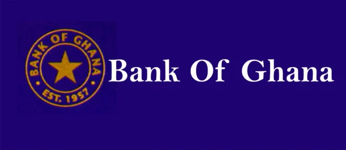 Bank of Ghana logo and text on a purple background, representing Ghana monetary policy, Treasury bill rates, and the central bank’s MPC decision.