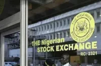 Nigerian Stock Exchange signage at the exchange building, representing the NGX market rally, stock index gains, and investor momentum in Nigeria’s equities market.