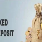 Money bag with padlock and coins beside the words fixed deposit, representing South Africa fixed deposit rates, savings security, and interest income.