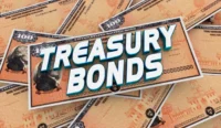 Treasury bonds text over illustrated government bond certificates, representing government securities, bond investing, and fixed-income returns.