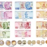 Turkish lira banknotes placed on a financial chart background, representing Türkiye’s dollar bond sale, currency risk, and domestic government debt market.