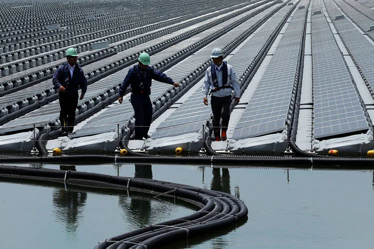 Article image showing a large solar-panel farm in Japan with Mount Fuji in the background. The image represents renewable energy investment, Japan’s climate transition financing programme and the use of bond proceeds for clean-energy and decarbonisation projects.