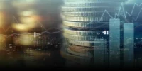 Stacked coins over a financial city backdrop with chart overlays, representing capital raising, IPO valuation and equity-market activity.