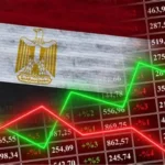 Image showing the Egyptian flag overlaid on a stock-market board with green and red price lines, representing movements in Egypt’s equity market and the contrast between rising headline indices and mixed market breadth.