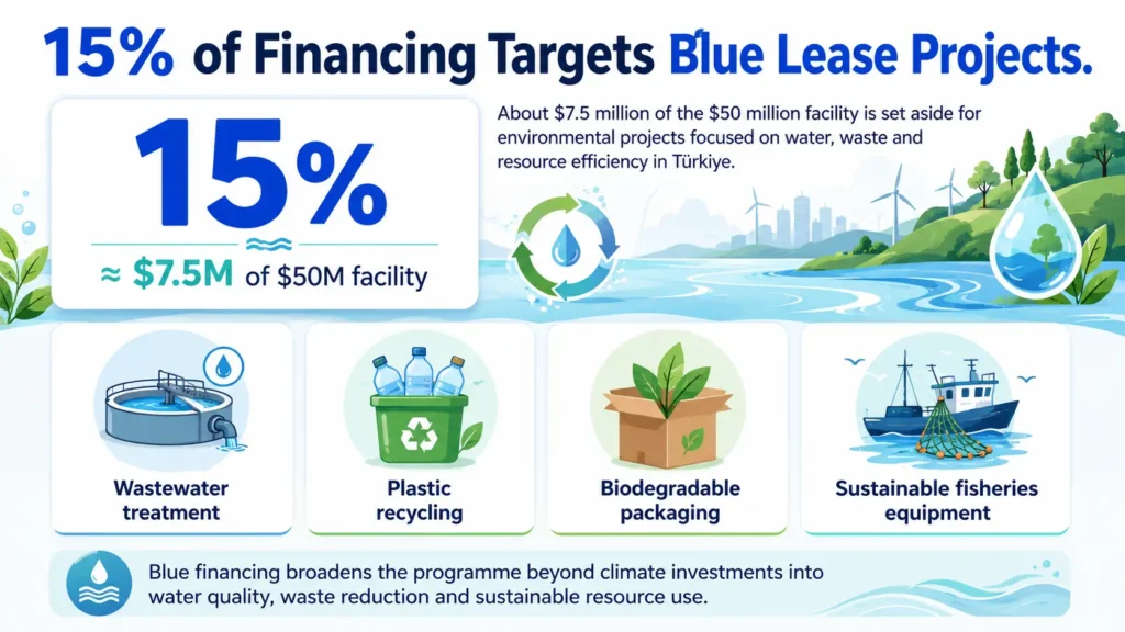 15% of ADB’s $50 million Türkiye facility supports blue lease projects including wastewater treatment, recycling and sustainable fisheries.