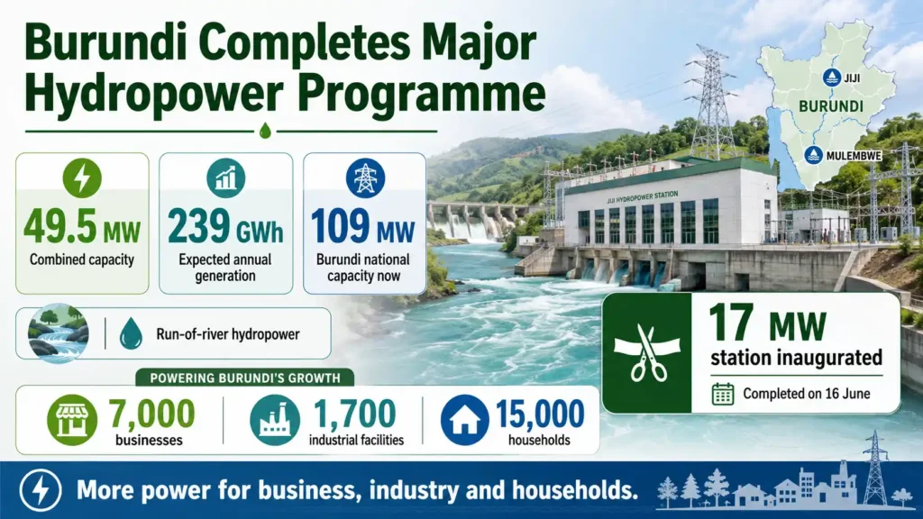 Burundi’s Jiji and Mulembwe hydropower programme expands national electricity capacity to 109MW.