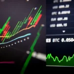 Article image showing trading screens with colourful market charts, price movements and the text “JSE Top 40 Companies” overlaid on the left side. The image is used to represent South Africa’s JSE Top 40 index, listed-company performance and market movement after several weak trading sessions.