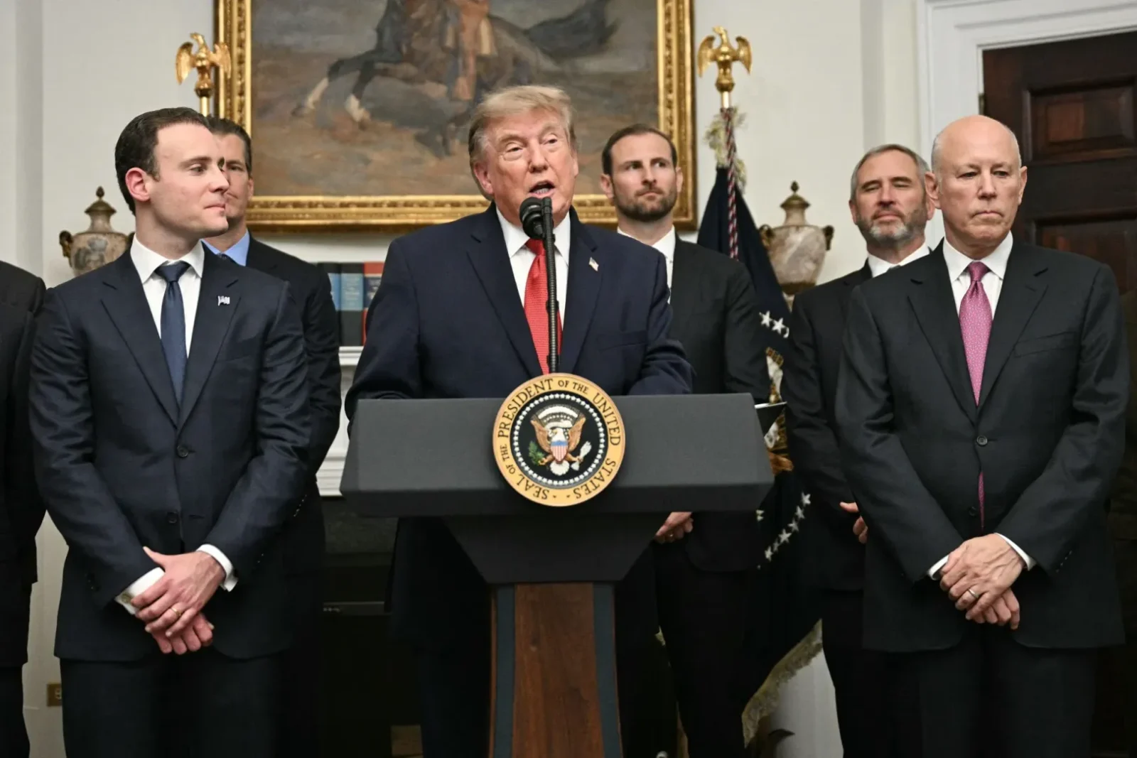 President Donald Trump calls on Congress to pass a U.S. crypto bill during a White House event focused on digital asset regulation